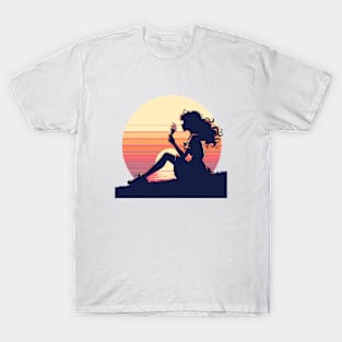 Sunset Dreams Ice Cream - Silhouette Art T-Shirt